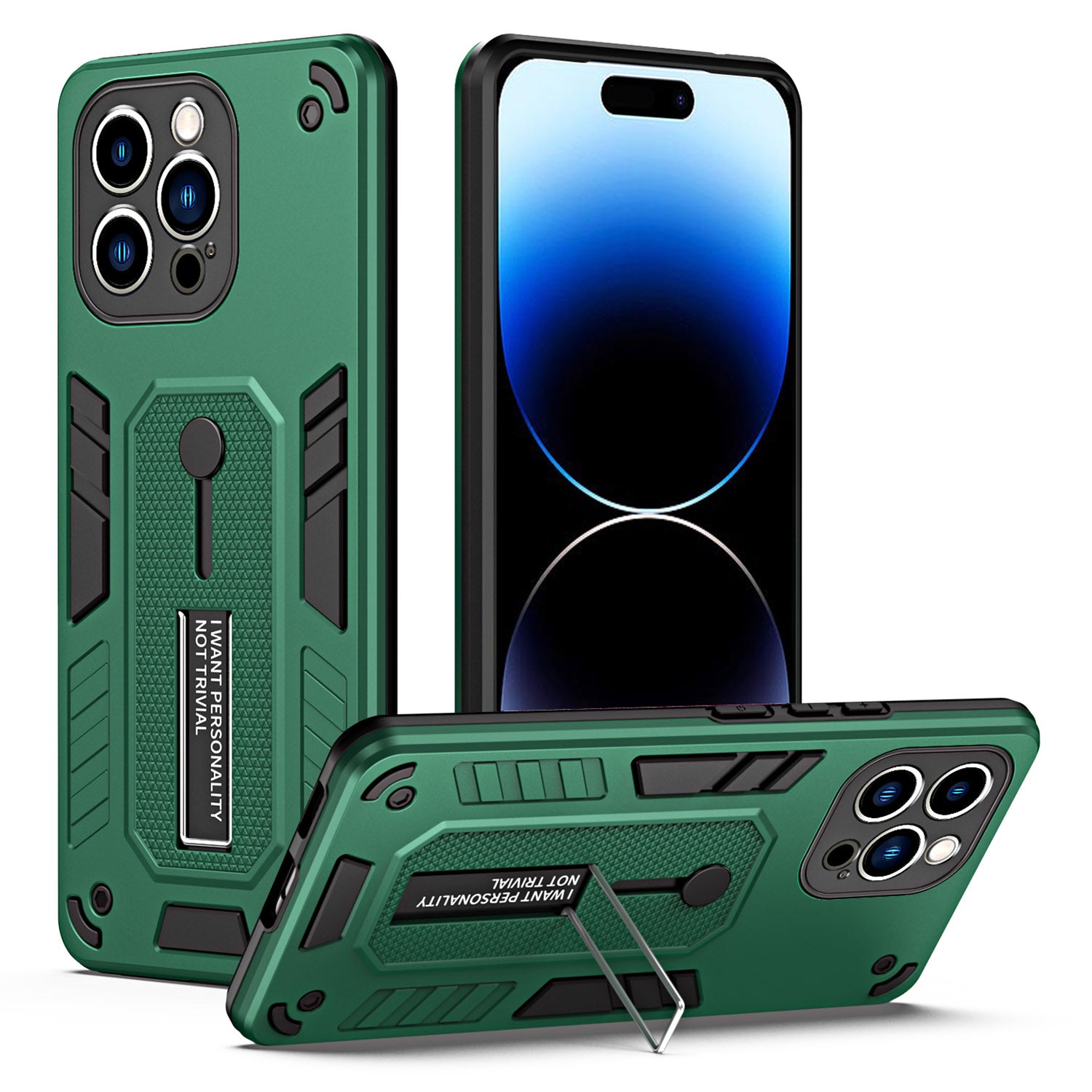 Pro iPhone 14 Pro měkké TPU pouzdro na telefon s pevným PC Držák na prst Stojánek Robustní nárazuvzdorný kryt Pro iPhone 14 Pro měkké TPU pouzdro na telefon s pevným PC Držák na prst Stojánek Robustní nárazuvzdorný kryt